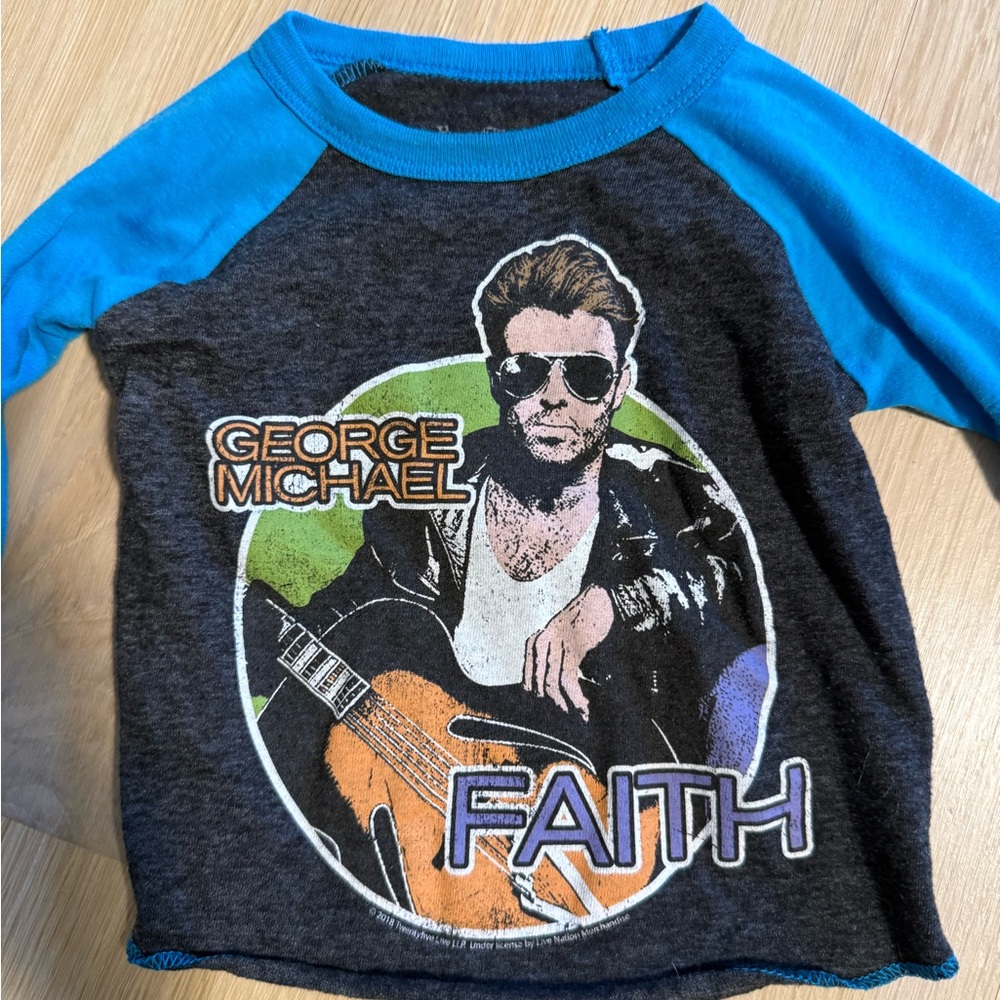 George Michael Kids Raglan Shirt by Rowdy Sprout